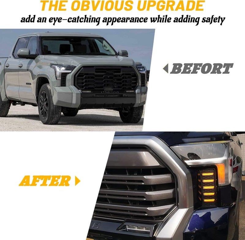 PGTOPONE Switchback White/Amber LED Front Fog Daytime Running Lamp Dynamic Sequential LED Turn Signal Light Function Compatible with Toyota Tundra 2022 2023 SR SR5 Limited - Image 5